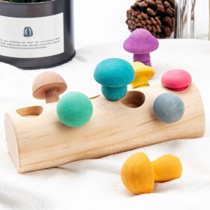 Simulation Mushroom Picking Game Early Education Wooden Toys